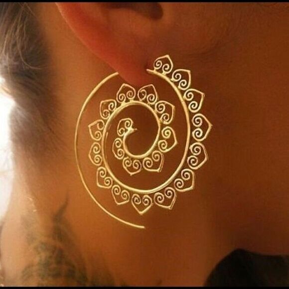 18k Yellow Gold Filled Hoop Dangle Earrings - Picture 1 of 1